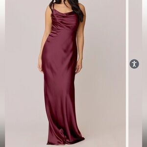 Revelry Red Maxi Slip Dress with Cowl Neck